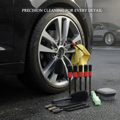 Car Detailing Brush Set, PP Plastic Cleaning Tools for Interior Vents, Dashboard, Wheels, and Exterior Crevices - size: 12.6 x 3.94 x 1.97 in