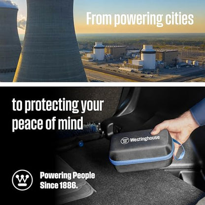 Westinghouse 1500A Portable Jump Starter & USB Power Bank - 12V Car Battery Booster Pack Jump Box for Up to 6.0L Gas & 3.0L Diesel Engines, Bright LED Flashlight, IP65 Rated Waterproof Housing - size: 1500A