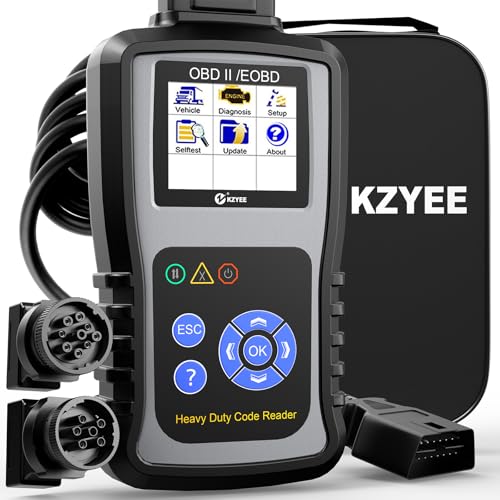 KZYEE KC601 Heavy Duty Truck Scanner, Diesel Scanner Diagnostic Tool for Cummins, CAT, Freightliner, International, Mack, Volvo & Detroit, Read & Clear Codes, Live Data, Free Lifetime Updates