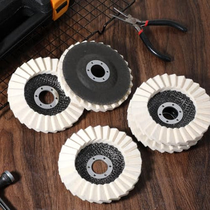10 Pcs Wool Polishing Wheel Disc, Thicken Arbor Buffing Wheel 4-1/2" x 7/8" Arbor Wool Felt Flap Polishing Disc for Angle Grinder Multi Surface Metal Wood Glass Ceramic Automotive