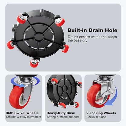 2-Pack Professional Car Wash Bucket Dolly Detailing Station, 310 lbs Heavy Duty Reinforced Polymer Bucket Stand, 5 Swivel Casters & 2 Brakes, Fits 5 Gallon Buckets, 2 Wash Mitts Included