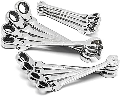 GEARWRENCH 12 Piece Flex Head Ratcheting Combination Wrench Set | 12 Point | Metric | 9901D - size: 12 Pc, style: With Wrench Rack