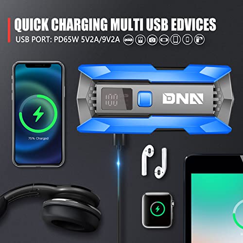 DNA Motoring 12V 2000A Peak Multi-Function Portable Car Battery Jump Starter for Up to 8.0L Gas / 6.3L Diesel Engine, with Carry Case,Blue/Black, TOOLS-00277 - color: Blue, style: 2000A Peak