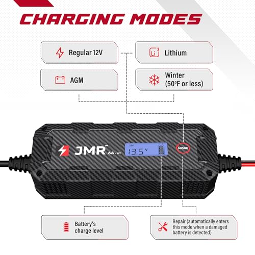JMR 12V Battery Charger for Can-am, 12V Cig. Port, Add Lithium Mode | Trickle Charger Conditioner Maintainer For SPYDER MAVERICK DEFENDER COMMANDER RYKER OUTLANDER RENEGADE All Models - size: Add Lithium Mode