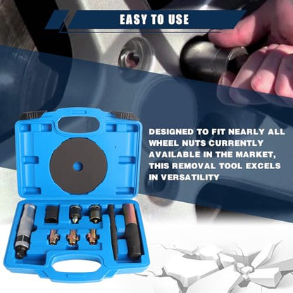 Heavy-Duty Wheel Lock Removal Kit & Master Key Set – Universal Tool for Stripped, Rusted, Broken Locking Lug Nuts, Anti-Slip & Damage-Free Design for Cars, Trucks and SUVs