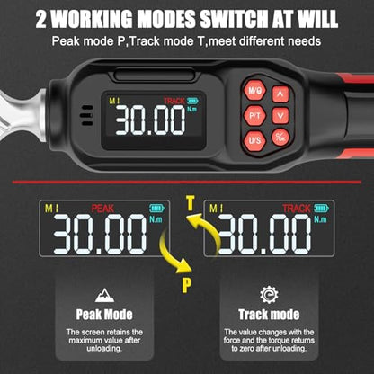 VANPO 1/4 Drive Digital Torque Wrench Set 1.11-22.12 ft.lb, ±2% Accuracy | 1.5-30 N.m Electronic Torque Wrench Set with Bits & Sockets, Buzzer/LED Indicator Alarm, for Carbon Fiber Bike, Motorcycle - size: 1/4-Inch (1.11-22.12 ft.lb/1.5-30 N.m)