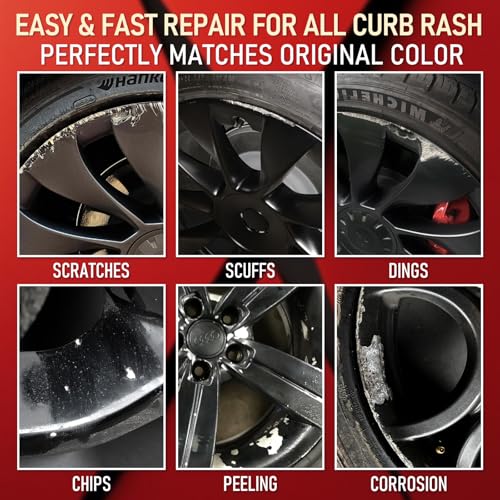 Wheel Scratch Repair Kit, Wheel Repair Kit Curb Rash, DIY Alloy Wheel Repair Kit, Car Wheel Rim Scratch Repair Kit, Rim Paint Pen for Wheel Repair, Universal Color Black Wheel Paint (Matte Black) - color: No.02 Matte Black