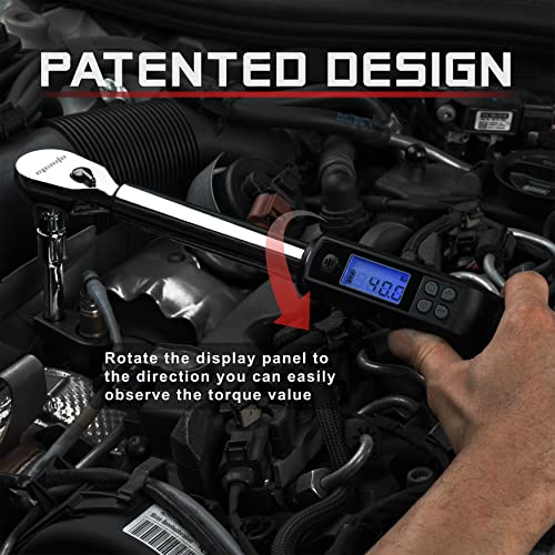 EPAuto 1/2-Inch Digital Torque Wrench, 19.9-154.8 lb-ft, Rotatable Display, Accurate, Easy to Use
