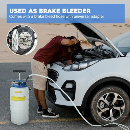 Pneumatic/Manual 15L Oil Extractor Oil Changer | Vacuum Fluid Petrol Fuel Extractor, Automotive Oil Extractor Pump, Manual Fluid Extractor Pump Tank Remover