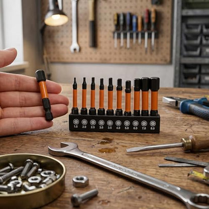 10Pcs/Set Impact Hex Head Allen Wrench Bits Set, with 1/4 Inch Hex Shank, S2 Steel Magnetic Impact Hexagonal Screwdriver Bits (50mm) - color: 50mm