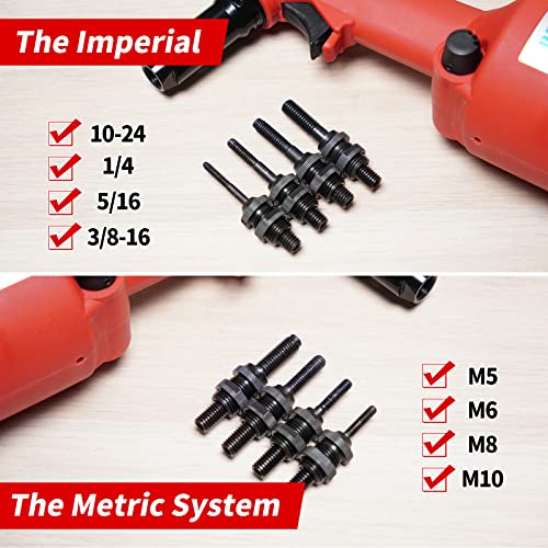 Industrial Hydraulic Pneumatic Riveter Automatic Air Rivet Nut Gun Tool Setting Kit Rivnut Riveting，with Metric & SAE Mandrels (8 Size) - color: Hydraulic Rivet Nut Tool