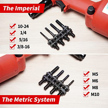 Industrial Hydraulic Pneumatic Riveter Automatic Air Rivet Nut Gun Tool Setting Kit Rivnut Riveting，with Metric & SAE Mandrels (8 Size) - color: Hydraulic Rivet Nut Tool