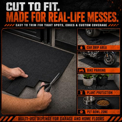 31' x 36' Garage Floor Mat, Absorbent Garage Mat for Oil Spills, Garage Floor Mats for Under Car & Motorcycle, Reusable Leakproof Garage Carpet with PE Backing for Driveway Drips and Stains