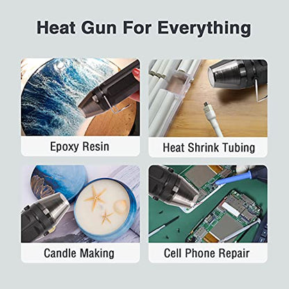 LDK Mini Heat Gun, 4.9Ft 300W Hot Air Gun | Dual Temperature 392℉ & 662℉ for Shrink Wrapping, Epoxy Resin & Vinyl, Craft Embossing, Phone Repair Heat Gun - color: Black