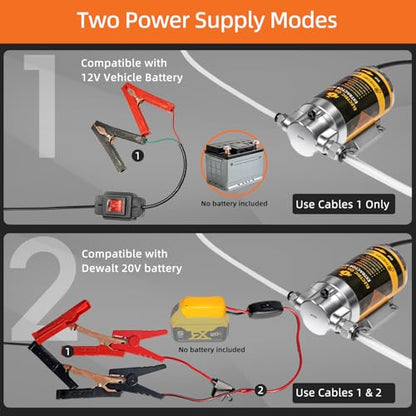 100W Electric Oil Change Extractor Pump, 1-4L/min Oil Transfer Pump for Engine/Transmission/Gear Oil Change, Compatible with DeWalt 20V Battery(Oil Pump-A+Yellow Adapter) - color: Oil Pump-A+Yellow Adapter