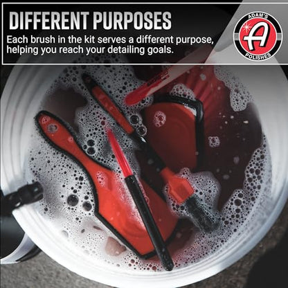 Adam's Complete Wheel & Tire Brush Kit (5-Item) - Includes Wheel Brush, Tire Brush, Barrel Brush, Lug Nut Brush & Fender Brush for Complete Wheel & Tire Auto Detailing - size: 5-Item