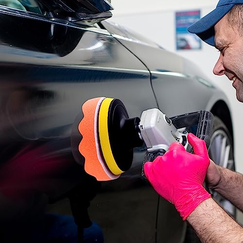 SIQUK 26 Pieces Car Polisher Buffing Pads 7 Inch Car Polishing Pad Kit Foam Polish Pads Wax Bonnets Polisher Buffer Attachment for Drill - size: 7 Inch