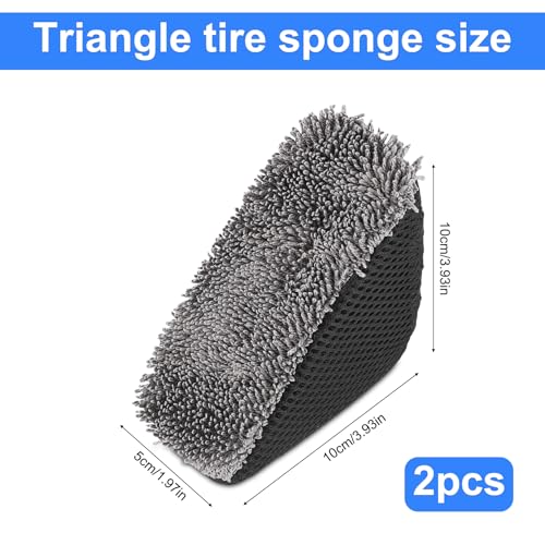 NQEUEPN 2pcs Tire Shine Applicator, Reusable Microfiber Tire Brightener Pad Triangle Tire Dressing Applicator Pad Tire Shine Applicator Sponges Tire Applicator Pads for Car Cleaning