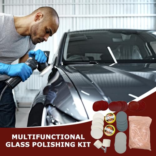 34Pcs/Set Glass Polishing Kit, Deep Scratch Remover, Multifunctional Cerium Oxide Polishing Powder, Glass Repair Kit for Windscreen, Windows, Tables, and Aquariums
