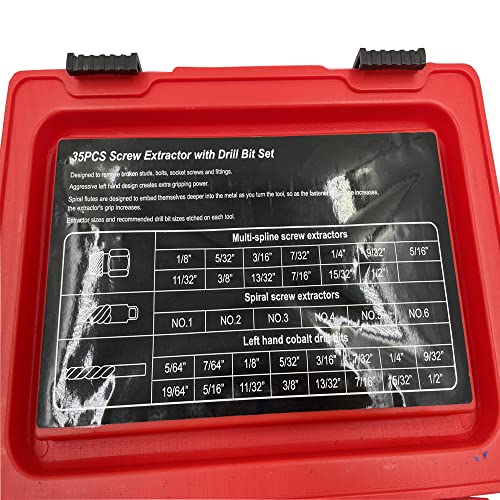 Steel Force ASE35D 35Pcs Screw Extractor Set | Drill Bit Set | Broken Bolt Remover | Stripped Fastener Tool - size: 35-Piece Extrator/Drill Bit Set