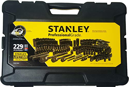 STANLEY Professional Grade Black Chrome New Mechanics Tool Set (Socket Set-229 Pieces)