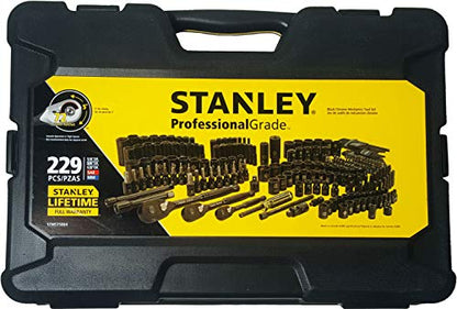 STANLEY Professional Grade Black Chrome New Mechanics Tool Set (Socket Set-229 Pieces)