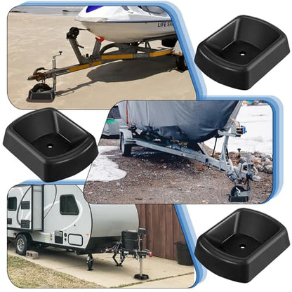 Threehoney 2 Pcs Jack Wheel Chock Rubber Caster Trailer Jack Caster Wheel Dock Heavy Duty 6 Inch Stabilizer Single Stopper Transport for Travel Trailer Cargo Camper Boat Roller Stopper