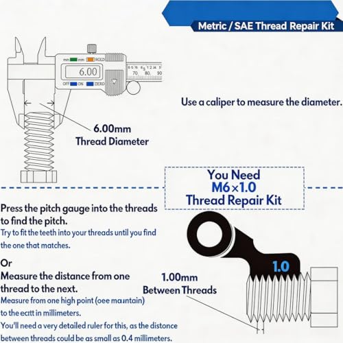 M10 X 1.0 Thread Repair Kit, Metric Helicoil Kit with HSS Drill Bit, 10PC Wire Thread Inserts - size: M10 x 1.0mm