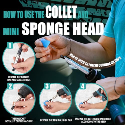 AUTIWOZ Cordless Mini Polisher Fast Change 1/3inch 12mm and 3mm Orbital, DA/RO Small Polisher for Car Detailing 6 Speeds, 2Pcs 2000mAh Li-ion Batteries, with Collet, Cone Cylinder Polishing Pads