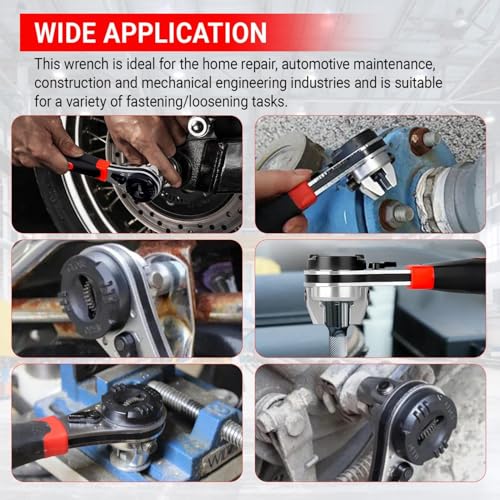 Adjustable Ratchet Wrench 6-24mm Jaw, Upgraded Universal Socket Wrench Tool | 360° Rotating Head, SAE and Metric, Reversible Switch, Cr-V Steel, Ratcheting Kit, Self-Adjusting Set for Nut/Bolt/Screw/Pipe