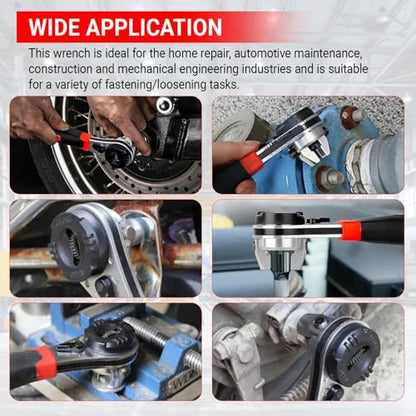 Adjustable Ratchet Wrench 6-24mm Jaw, Upgraded Universal Socket Wrench Tool | 360° Rotating Head, SAE and Metric, Reversible Switch, Cr-V Steel, Ratcheting Kit, Self-Adjusting Set for Nut/Bolt/Screw/Pipe