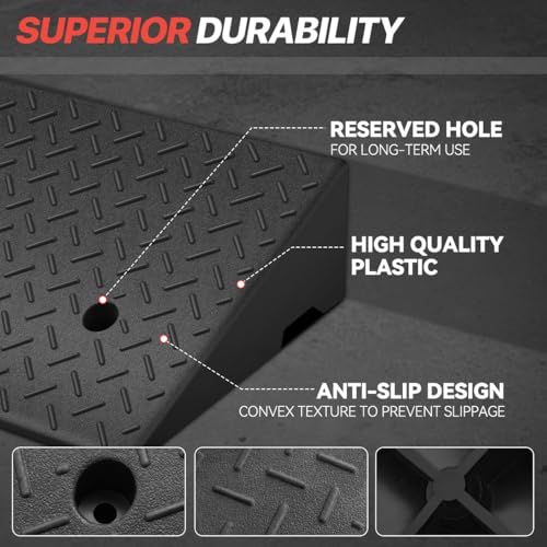 Rubber Curb Ramp 5.9" Rise Height, Sidewalk Curb Ramp for Forklift Truck, Car, SUV, Wheelchair, Bike; Driveway Threshold Bridge Ramp for Warehouse, Garage - size: 5.9" Rise