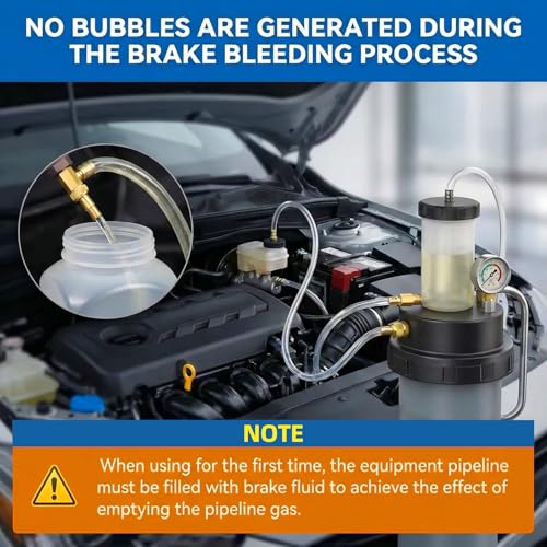 Automatic Electric Brake Bleeder Kit, 12V One Person Brake Fluid Vacuum Pressure Bleeder Air-Free Filling with Master Cylinder Adapter & 1L Waste Oil Bottle for Cars Trucks Motorcycles
