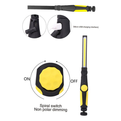 Veemoon Cob Led Rechargeable Magnetic Work Light Rotatable Inspection Flashlight for Mechanics Camping and Emergency Repairs Compact Design with Clip and Strong Magnet Yellow