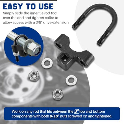 DASBET Inner Tie Rod Removal Tool 3/8" Universal Low Profile Tool | for Inner Tie Rod and 27mm-42mm Tie Rod End Wrench Tool with 1/2" Drive Inner Tie Rod Removal and Installation