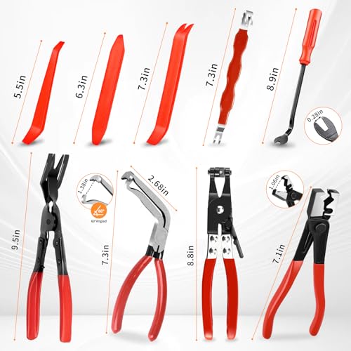 5PCS Automotive Electrical Disconnect Pliers Kit, Carbon Steel Connector & Clip Removal Tools, Hose Clamp Pliers set for Auto Repair - size: Pliers-09