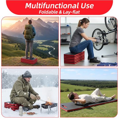 Kifmurase 1" Foldable Thick Kneeling Pad, 5 Fold Comfortable EVA Foam Knee Pads, Waterproof Mechanic Kneeling Pad with Handle, High-Density Cushion Mat for Gardening, Workout, Exercise, Mechanic - color: Red