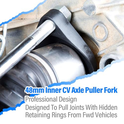 48mm Inner CV Axle Removal Tool with Nut - Front Wheel Drive Vehicles Axle Pulley Attachment For Slide Hammer with 5/8"-18 Threads - CV Joint Puller Fork Adapter Removing Tool Fix Damaged CV Joints - size: 48cm