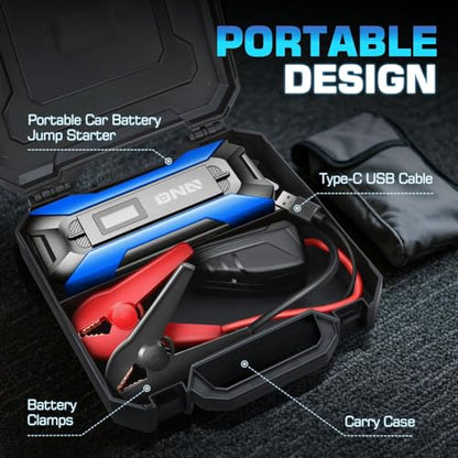 DNA MOTORING 12V 1500A 15000 mAh Portable Car Battery Jump Starter, Battery Pack Chargers, Jump Box， for Up to 7.0L Gas & 5.5L Diesel Engine TOOLS-00216 Blue - color: Blue, style: 1500A Peak