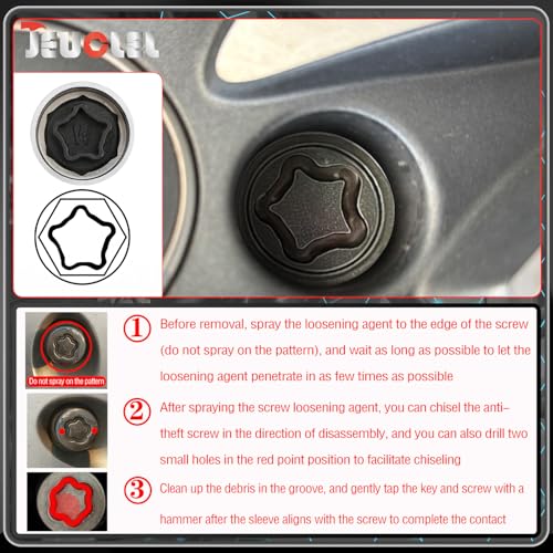 W Wheel Locking Nut Key Compatible with Audi Series, (Socket OD 27mm - ID 25mm), Wheel Lock Nut Socket Adapter, Wheel Anti-Theft Lug Nut Removal Tool, Anti-Theft Screw Remover - size: Socket W