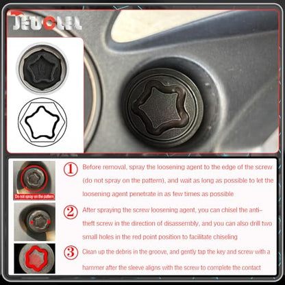 W Wheel Locking Nut Key Compatible with Audi Series, (Socket OD 27mm - ID 25mm), Wheel Lock Nut Socket Adapter, Wheel Anti-Theft Lug Nut Removal Tool, Anti-Theft Screw Remover - size: Socket W