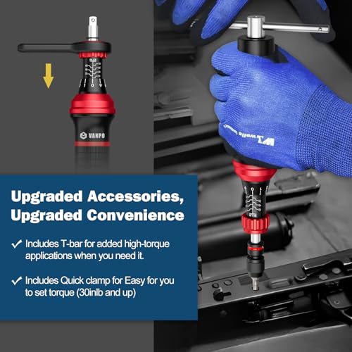 VANPO Torque Screwdriver, 10-70 In-lb, 64 Piece, Click Style for Gunsmith | 1 in-lb Increment, Grip ergonomics, 1/4 Inch Torque Wrench Screwdriver Set with S2 Bits for Electronics,Bike & Mounting