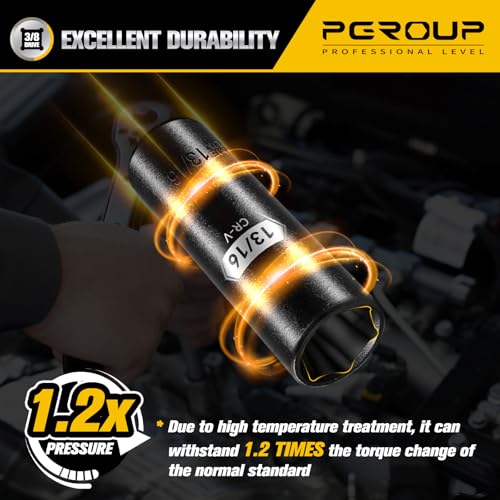 3/8” Drive Deep Impact Socket, SAE(13/16 Inch socket), 6-Point, Cr-V Steel With Black Manganese Phosphate Coating - size: 13/16-inch