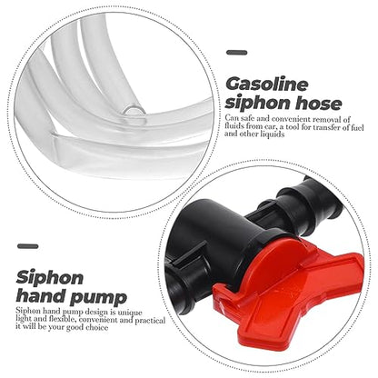 Manual Siphon Hand Pump with Transparent PVC Hose Clamps and Switch Valve for Fuel Oil Water Transfer and Easy to Use Pump Kit for Automotive and Fish Tank Liquid Flow