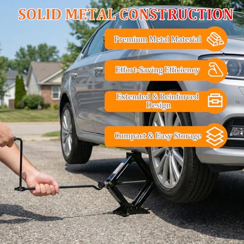 Scissor Jack Handle Replacement, Professional Jack Handle Wrench, Premium Jack Accessories, Foldable Steel Crank Wrench for 2 Ton, Universal Tire Lift Tool for Car, SUV, Truck