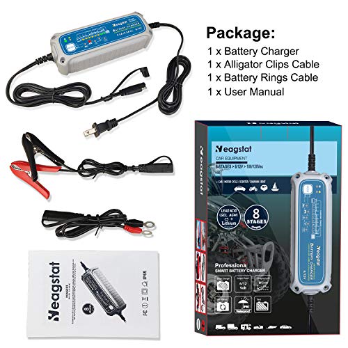 Heagstat 8-Stage Automatic Battery Charger & Maintainer,6V 5.5A Fast /12V 2A Trickle &5.5A Fast with Winter Mode for Car Motorcycle ATV Lawn Mower