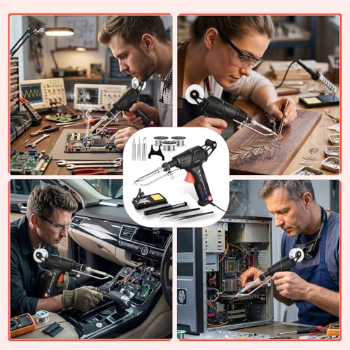 Soldering Gun Kit, Upgrade 120W Adjustable Temp Multi-Function Soldering Iron Set, Soldering Iron Kit for Electronics Welding Repair (11-Piece Set) (Black)