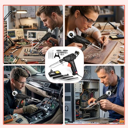 Soldering Gun Kit, Upgrade 120W Adjustable Temp Multi-Function Soldering Iron Set, Soldering Iron Kit for Electronics Welding Repair (11-Piece Set) (Black)