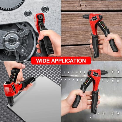 WETOLS Pop Rivet Gun Kit with 200 Blind Rivets,Upgraded Pop Rivet Tool Kit | Manual Single Hand Riveter with 4 Tool-Free Interchangeable Rivet Heads, 4 Drill Bits and Sturdy BMC Carrying Case - size: Regular Rivet Gun