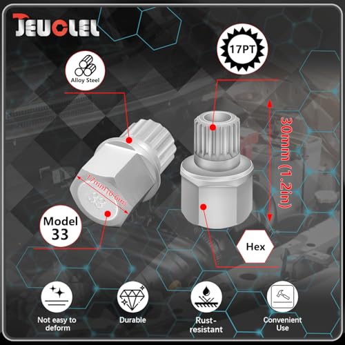 33/17PT Wheel Locking Nut Key for BMW, Anti-Theft Lug Nut Removal | Wheel Lock Nut Socket Adapter, Anti-Theft Screw Remover, Hand Repair Tool, Tyre Fitting, garage - size: 33/17Pt Key